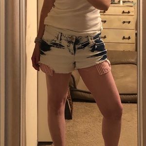 Patriotic, Light Acid Wash Jean Shorts